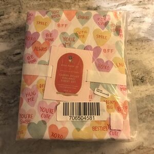 Pottery Barn Rifle Paper Co. Candy Heart Organic Sheet Set Size Twin XL